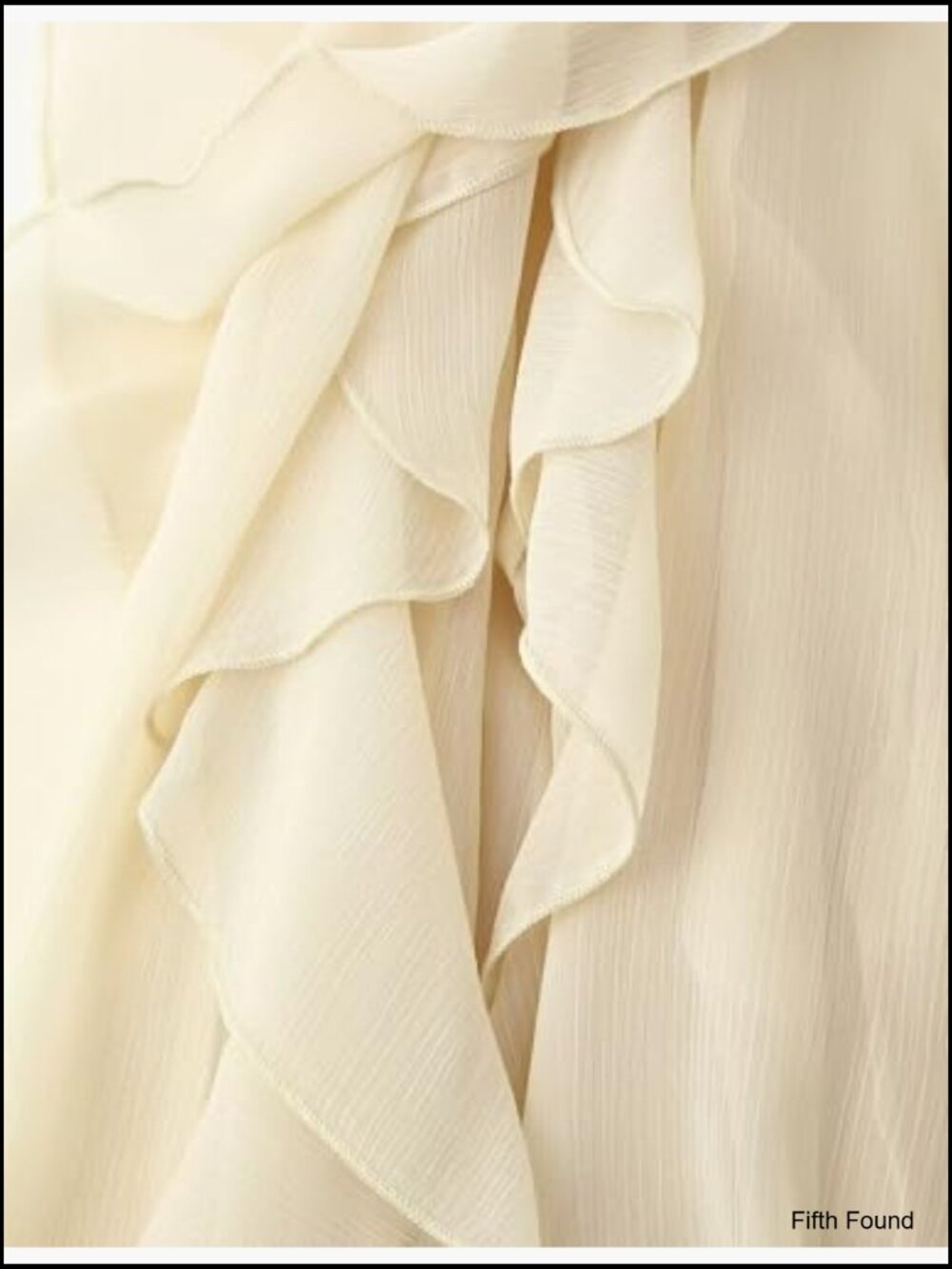 Ruffled Multi-Layered Semi Sheer V-Neck Blouse Long Sleeve Button Down Chiffon - Picture 4 of 7